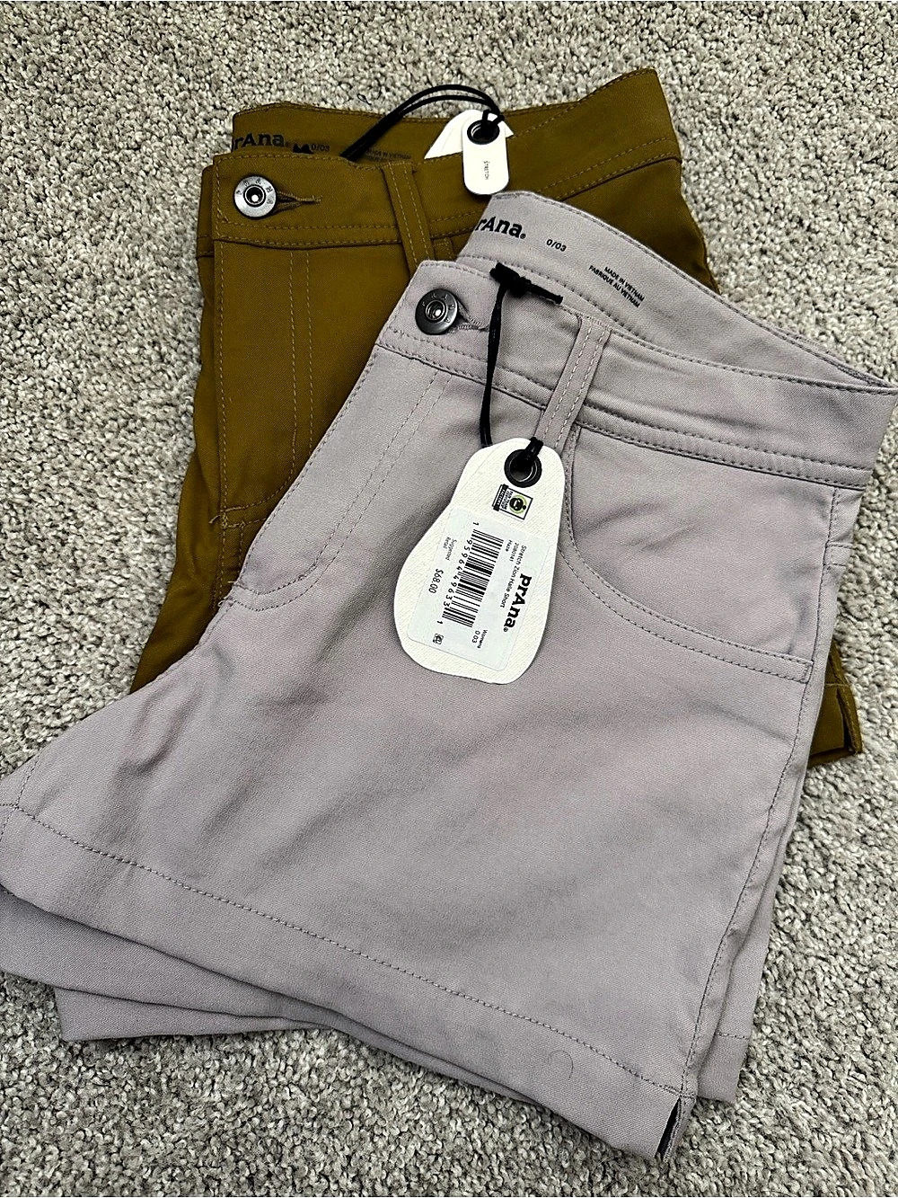 prAna Stretch Zion Halle Short 2-Pack Olive & Lavender NWT